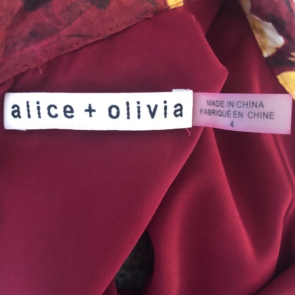 ALICE+OLIVIA TIE-NECK FLORAL MINI DRESS SZ 4 - Picture 6 of 9